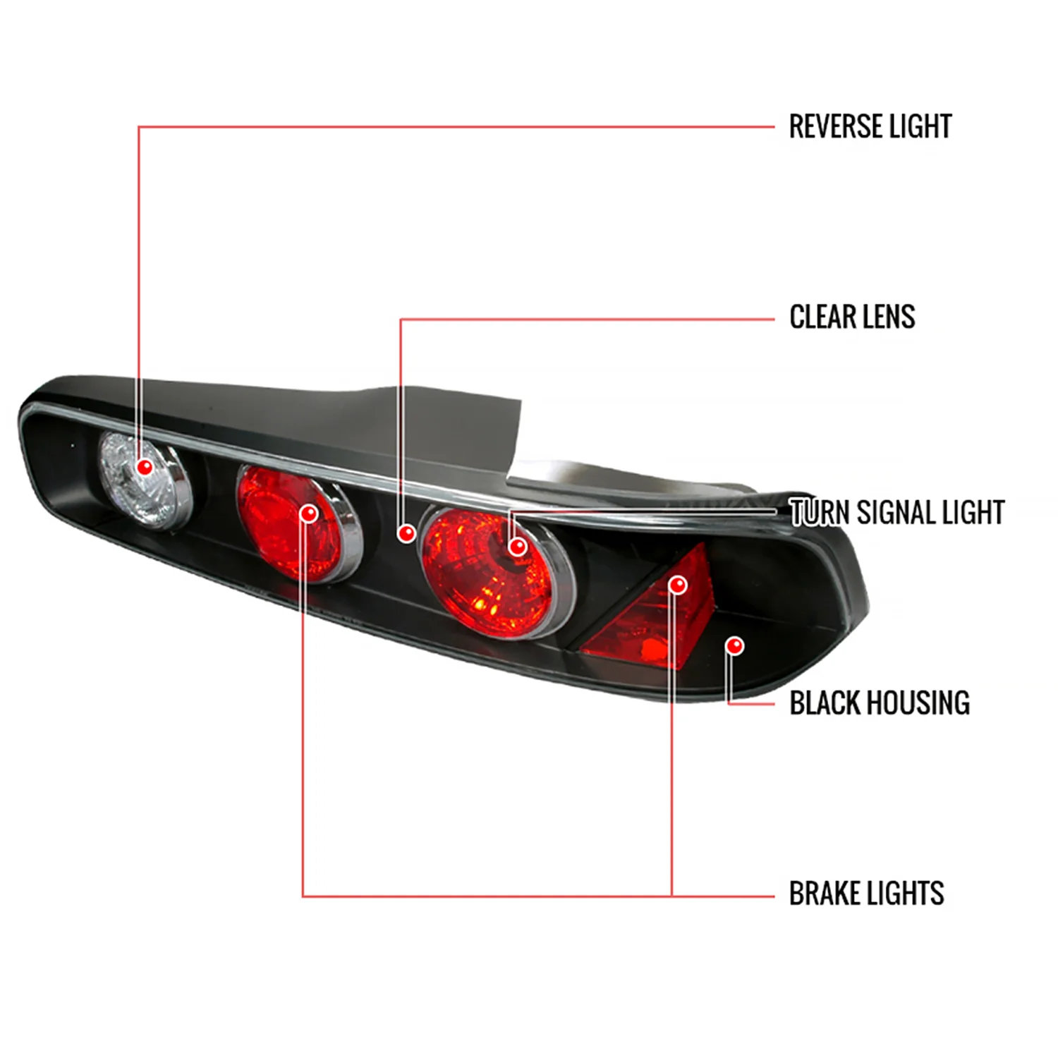 1994-2001 Acura Integra Hatchback Tail Lights Matte Black Housing/Clear Lens - Image 9