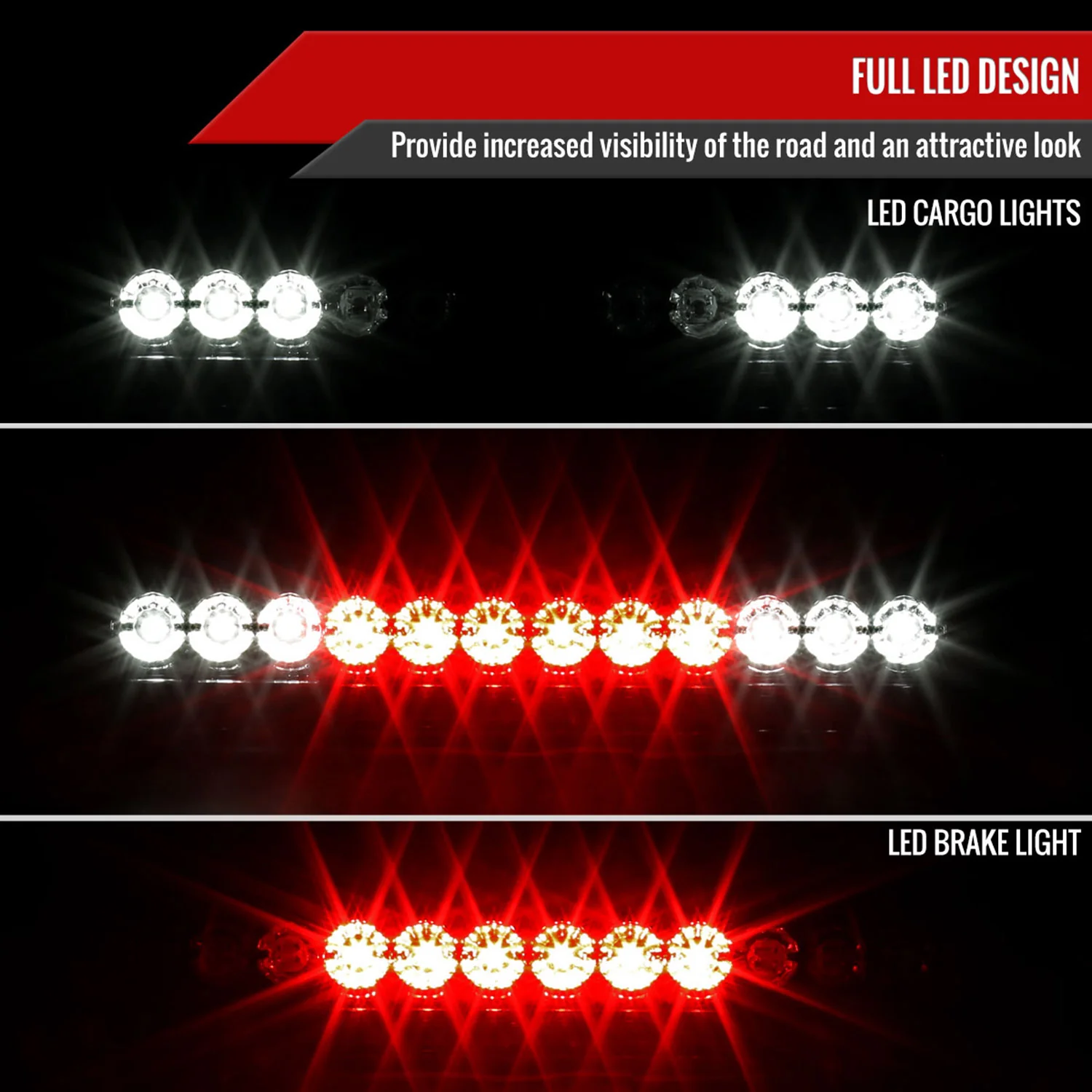 1994-2002 Dodge RAM LED 3rd Brake Light Chrome Housing/Clear Lens - Image 2