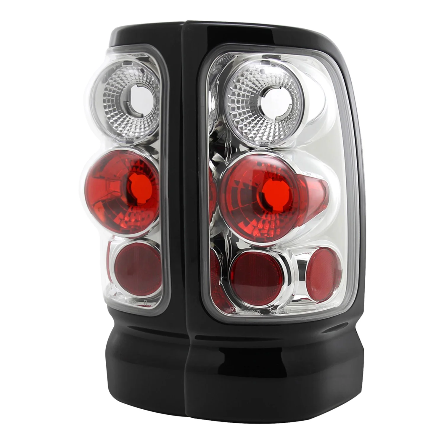 1994-2002 Dodge RAM Tail Lights Chrome Housing/Clear Lens