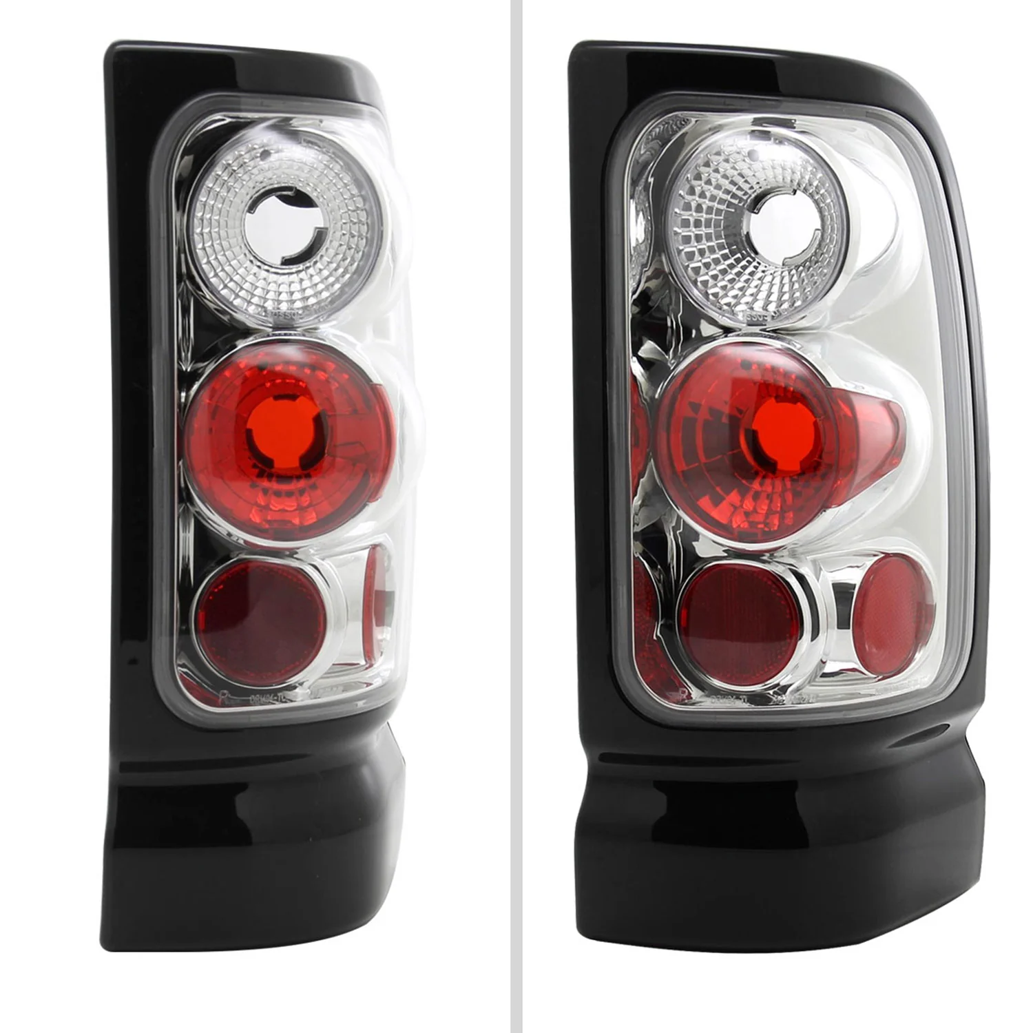 1994-2002 Dodge RAM Tail Lights Chrome Housing/Clear Lens - Image 2