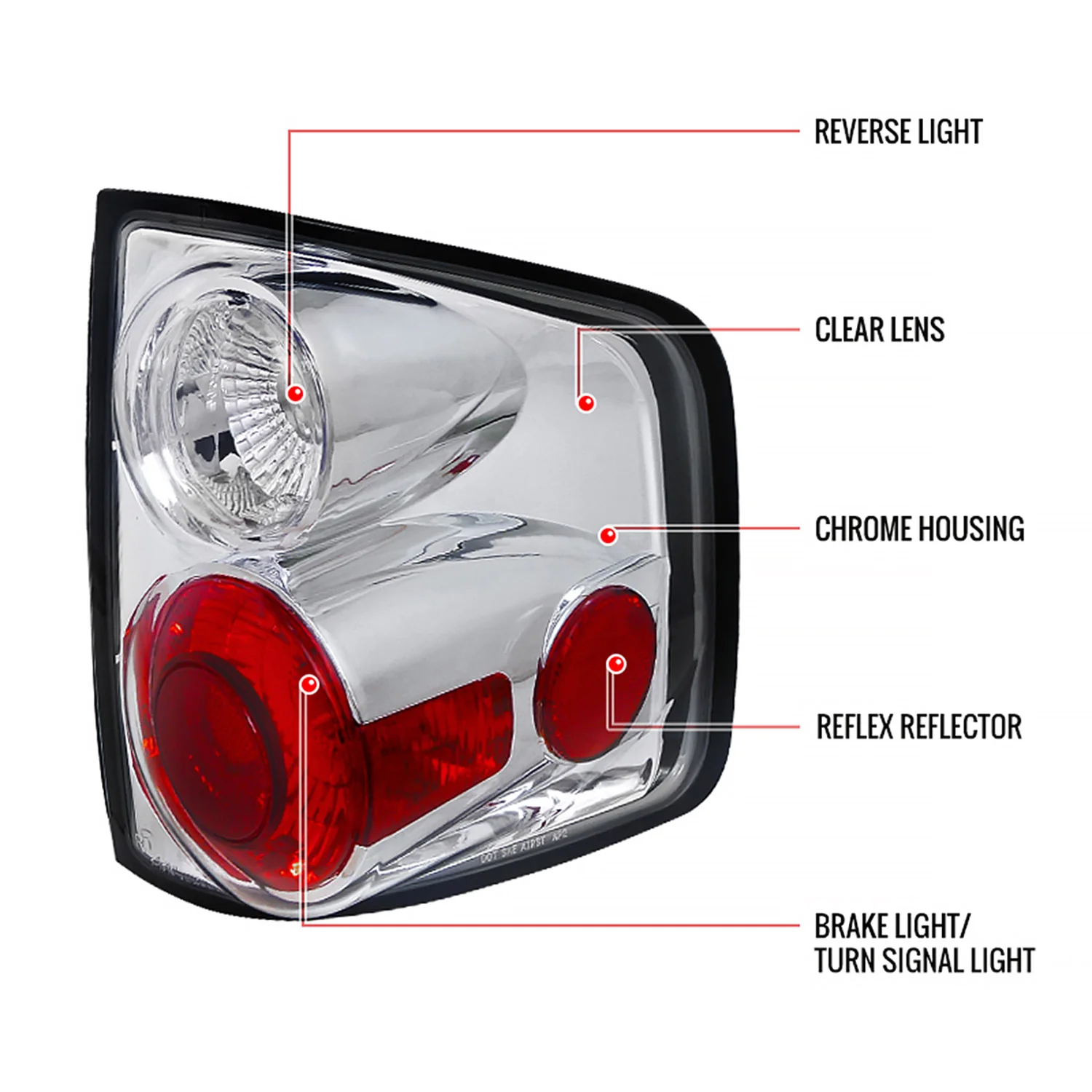 1994-2004 Chevy S10/ GMC Sonoma/ Isuzu Hombre Tail Lights Chrome/Clear Lens - Image 9