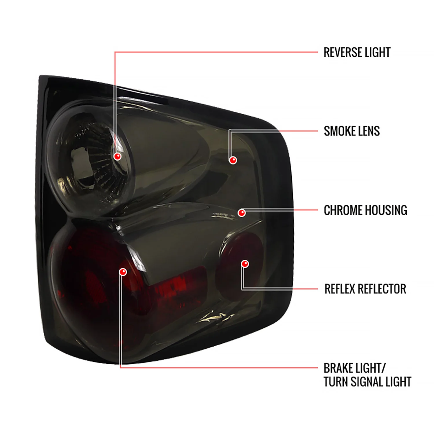 1994-2004 Chevy S10/ GMC Sonoma/ Isuzu Hombre Tail Lights Chrome/Smoke Lens - Image 9
