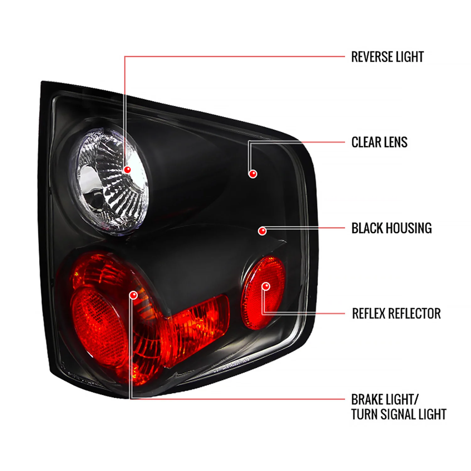 1994-2004 Chevy S10/ GMC Sonoma/ Isuzu Hombre Tail Lights Matte Black/Clear - Image 9
