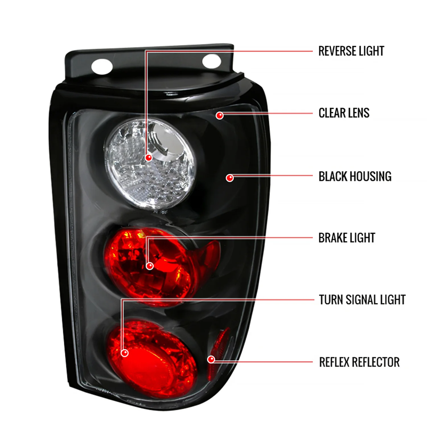 1995-1997 Ford Explorer Tail Lights Matte Black Housing/Clear Lens - Image 7
