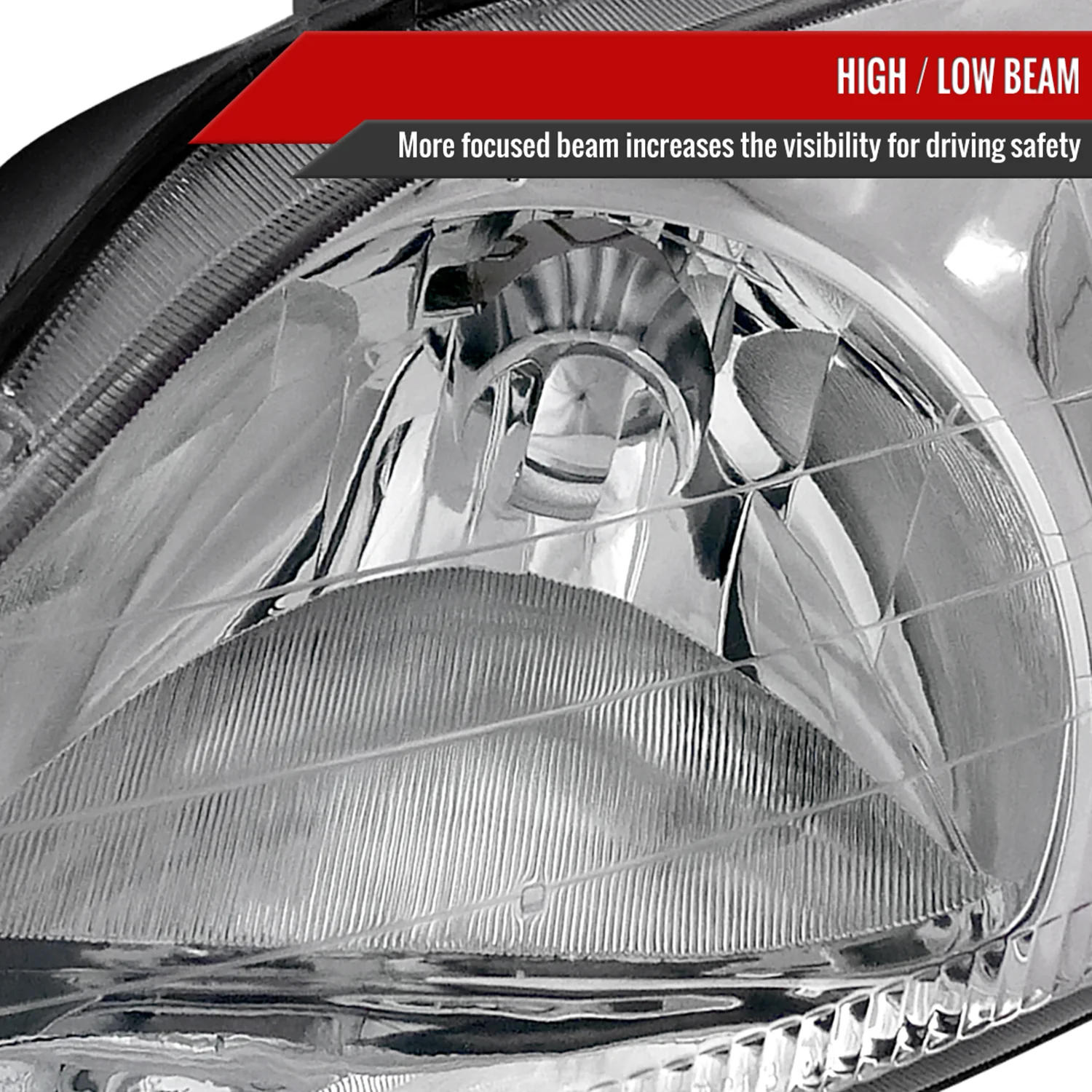 1996-1998 Honda Civic Crystal Headlights Chrome Housing/Clear Lens - Image 3
