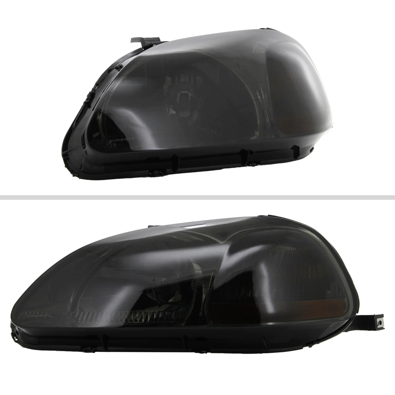 1996-1998 Honda Civic Crystal Headlights Chrome Housing/Smoke Lens - Image 2