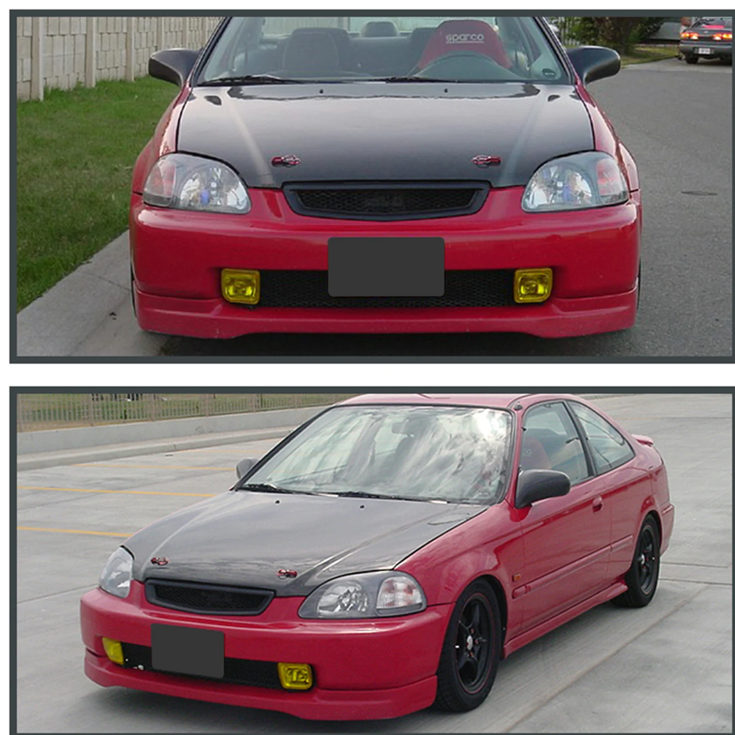 1996-1998 Honda Civic TR Style Black ABS Mesh Grille - Image 9