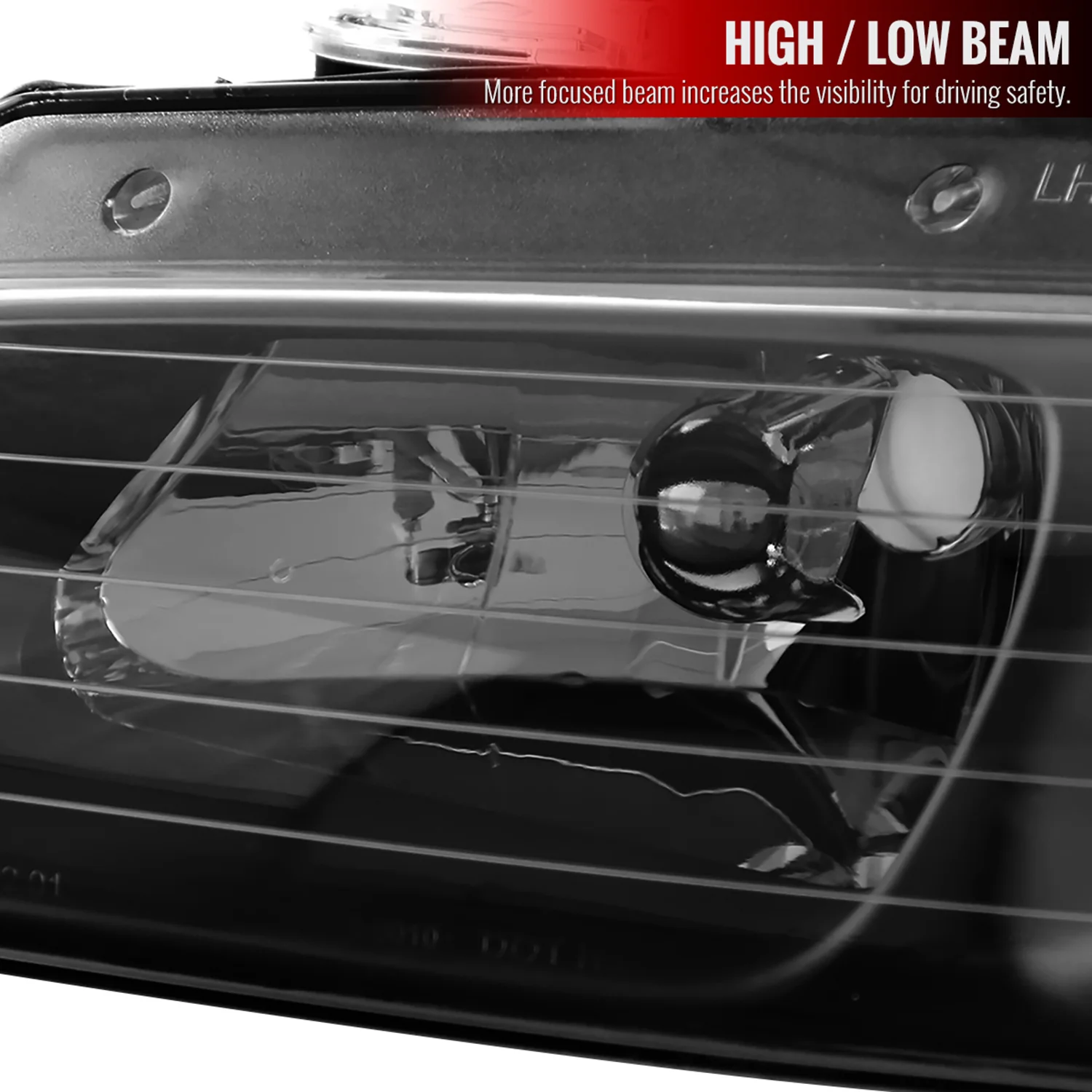 1996-2000 Dodge Caravan Chrysler Voyager/Town&Country Crystal Headlights Black - Image 2