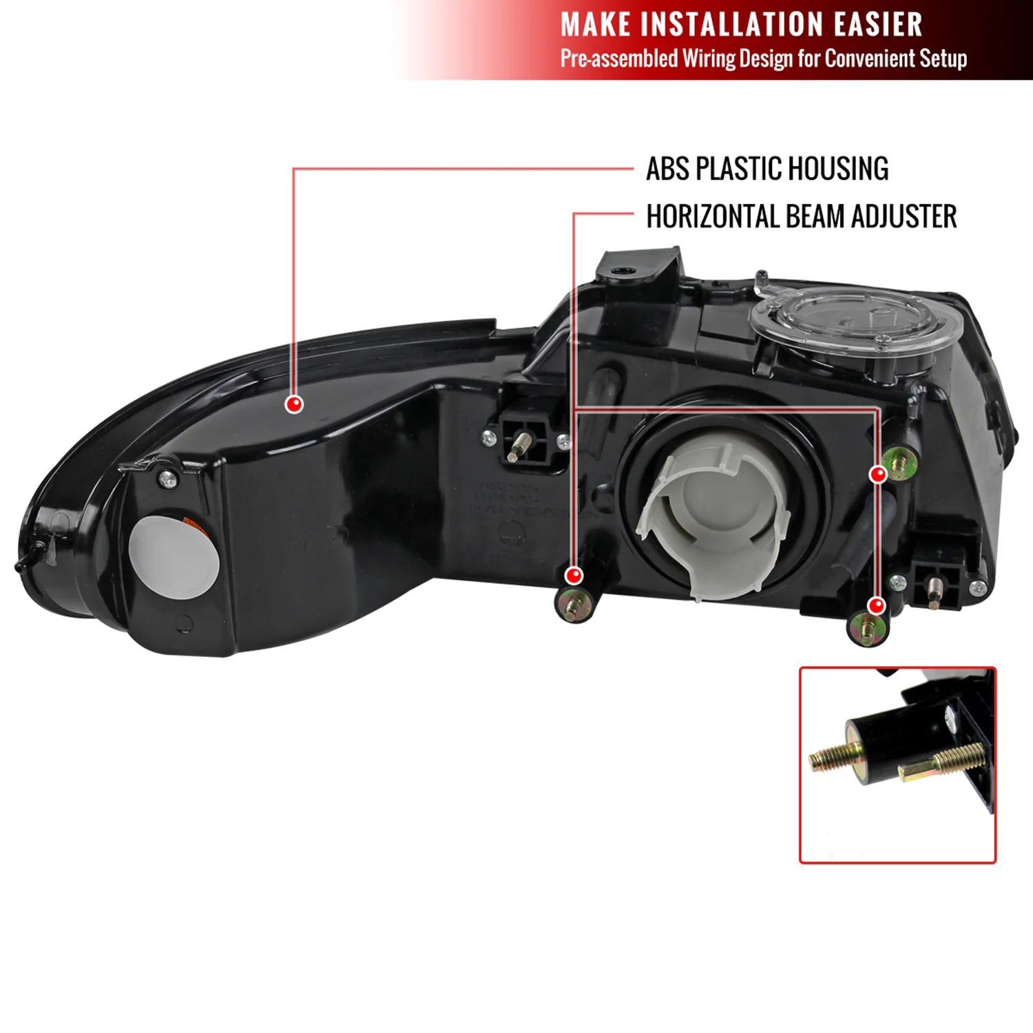 1996-2000 Dodge Caravan Chrysler Voyager/Town&Country Crystal Headlights Black - Image 8