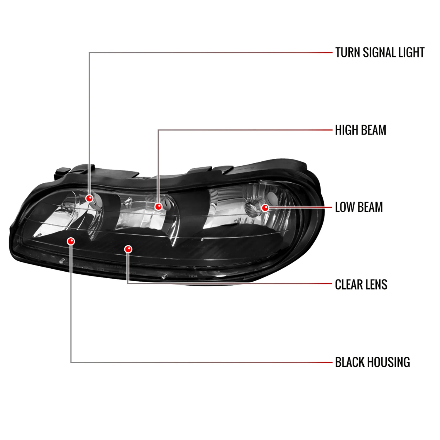 1997-1999 Oldsmobile Cutlass / Chevy Malibu / Classic Factory Headlights Black - Image 8
