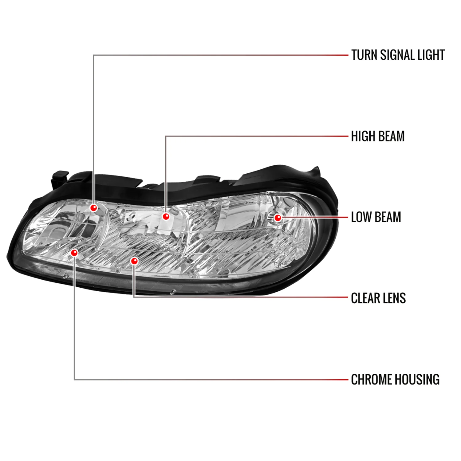 1997-1999 Oldsmobile Cutlass /Chevy Malibu /Classic Factory Headlights Chrome - Image 8