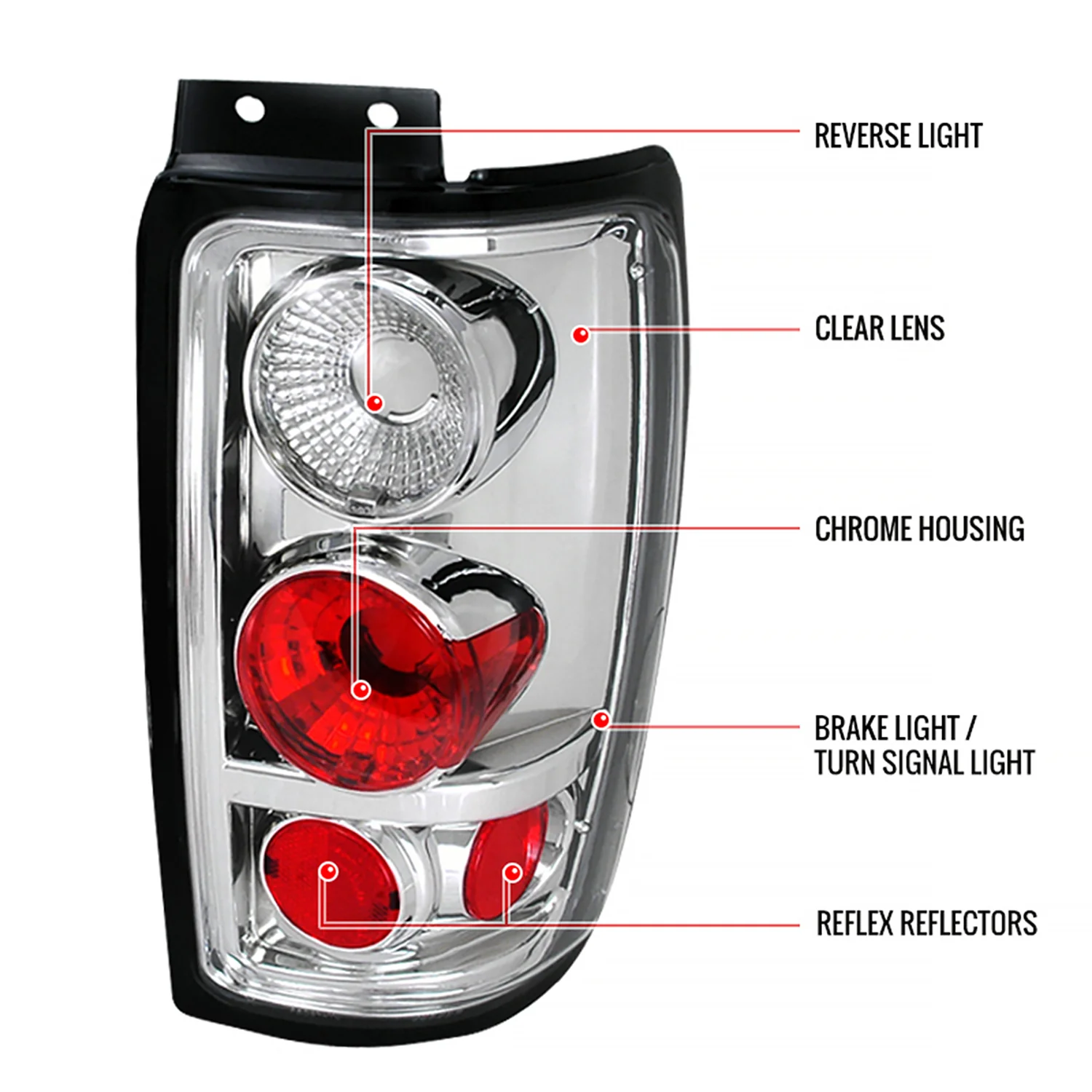 1997-2002 Ford Expedition Tail Lights Chrome Housing/Clear Lens - Image 6