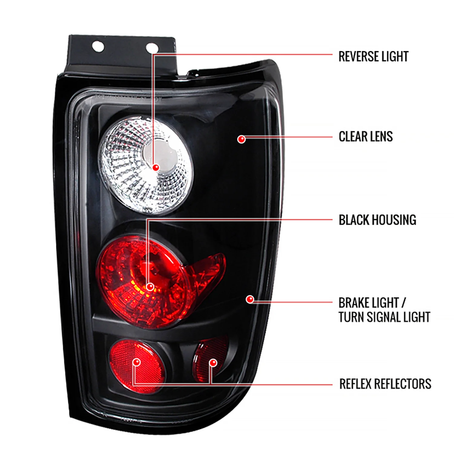 1997-2002 Ford Expedition Tail Lights Matte Black Housing/Clear Lens - Image 6