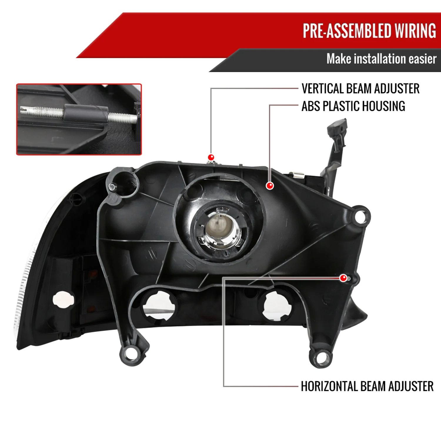 1997-2004 Dodge Dakota/ 1998-2003 Durango Crystal Headlights Matte Black/Clear - Image 7