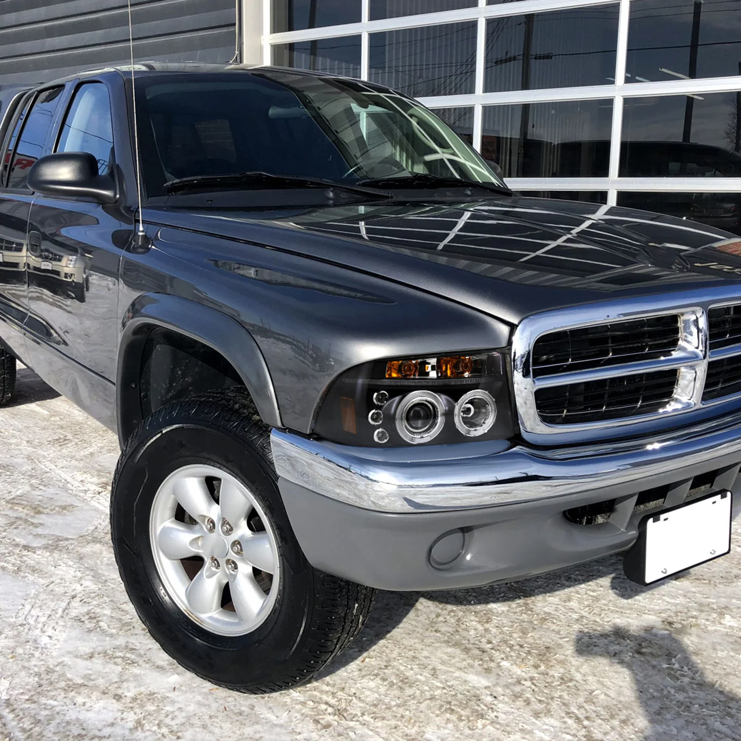 1997-2004 Dodge Dakota/ 1998-2003 Durango Dual Halo Projector Headlights Black - Image 10