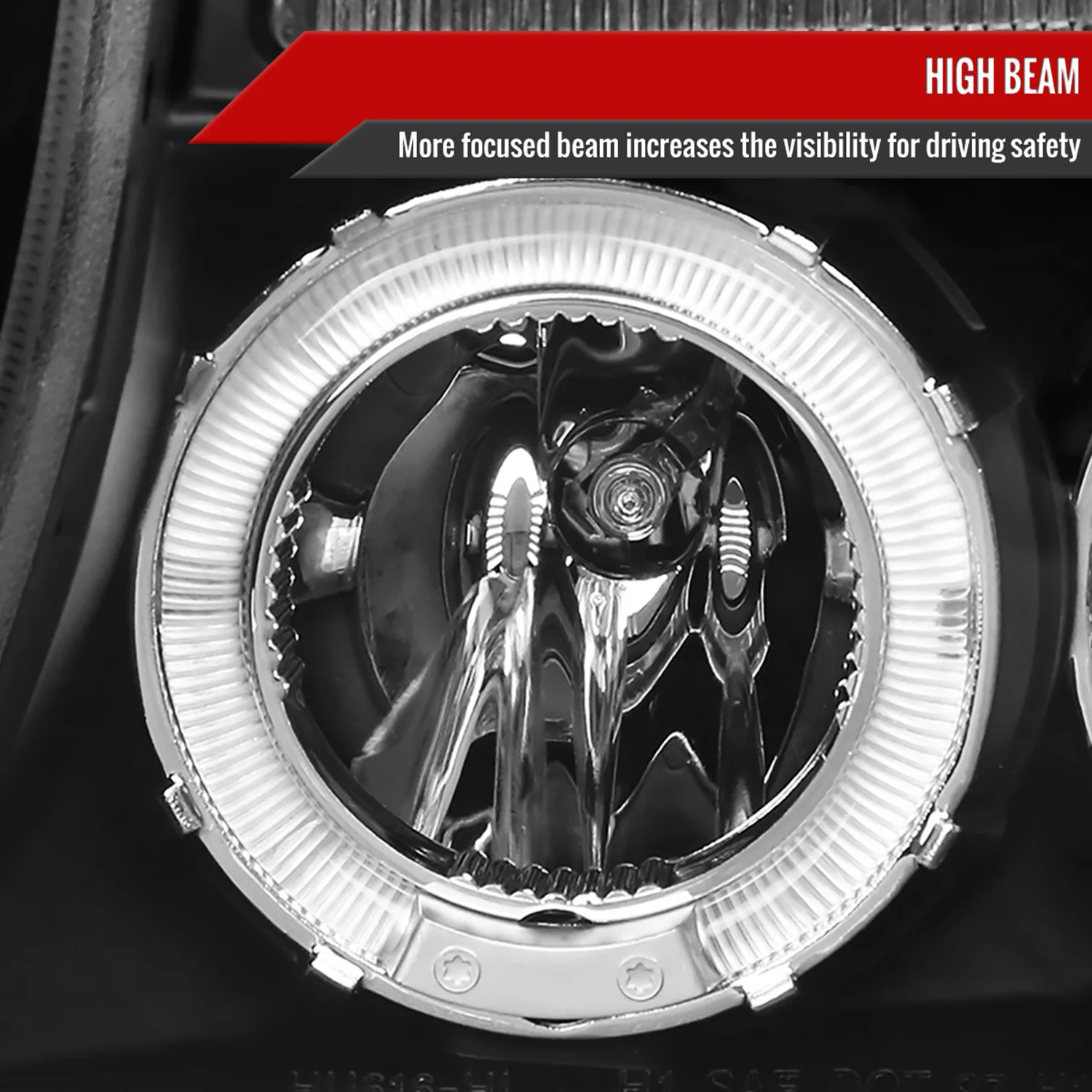 1997-2004 Dodge Dakota/ 1998-2003 Durango Dual Halo Projector Headlights Black - Image 4