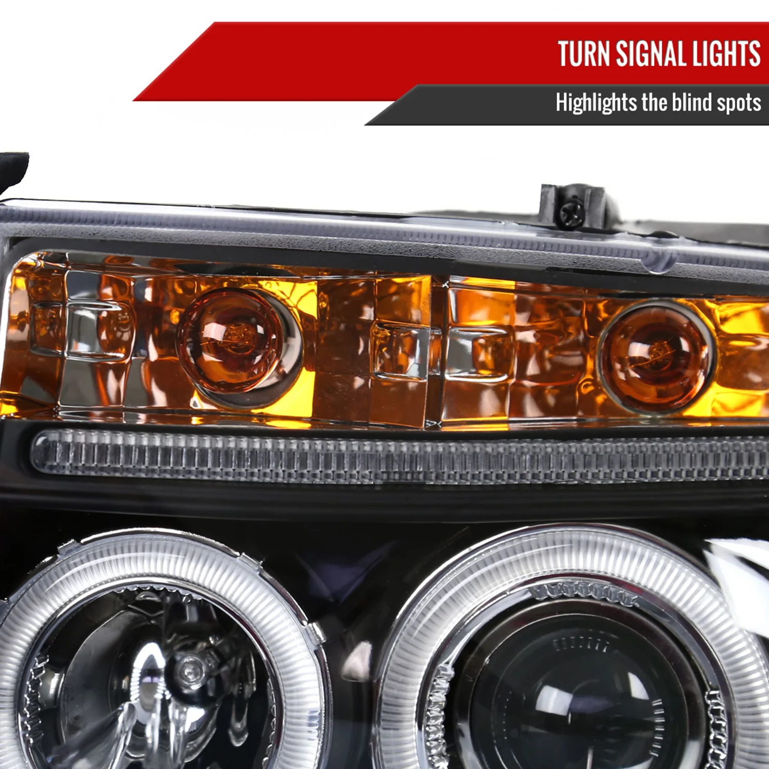 1997-2004 Dodge Dakota/ 1998-2003 Durango Dual Halo Projector Headlights Black - Image 5