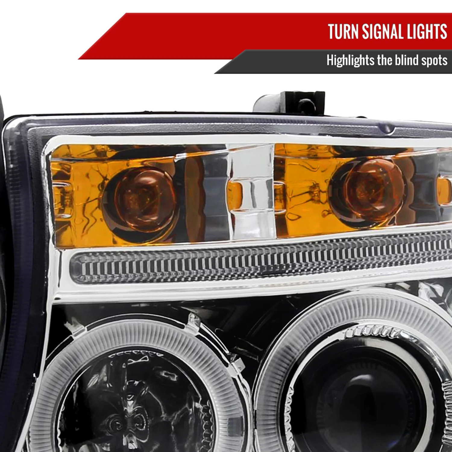 1997-2004 Dodge Dakota/ 1998-2003 Durango Dual Halo Projector Headlights Chrome - Image 5