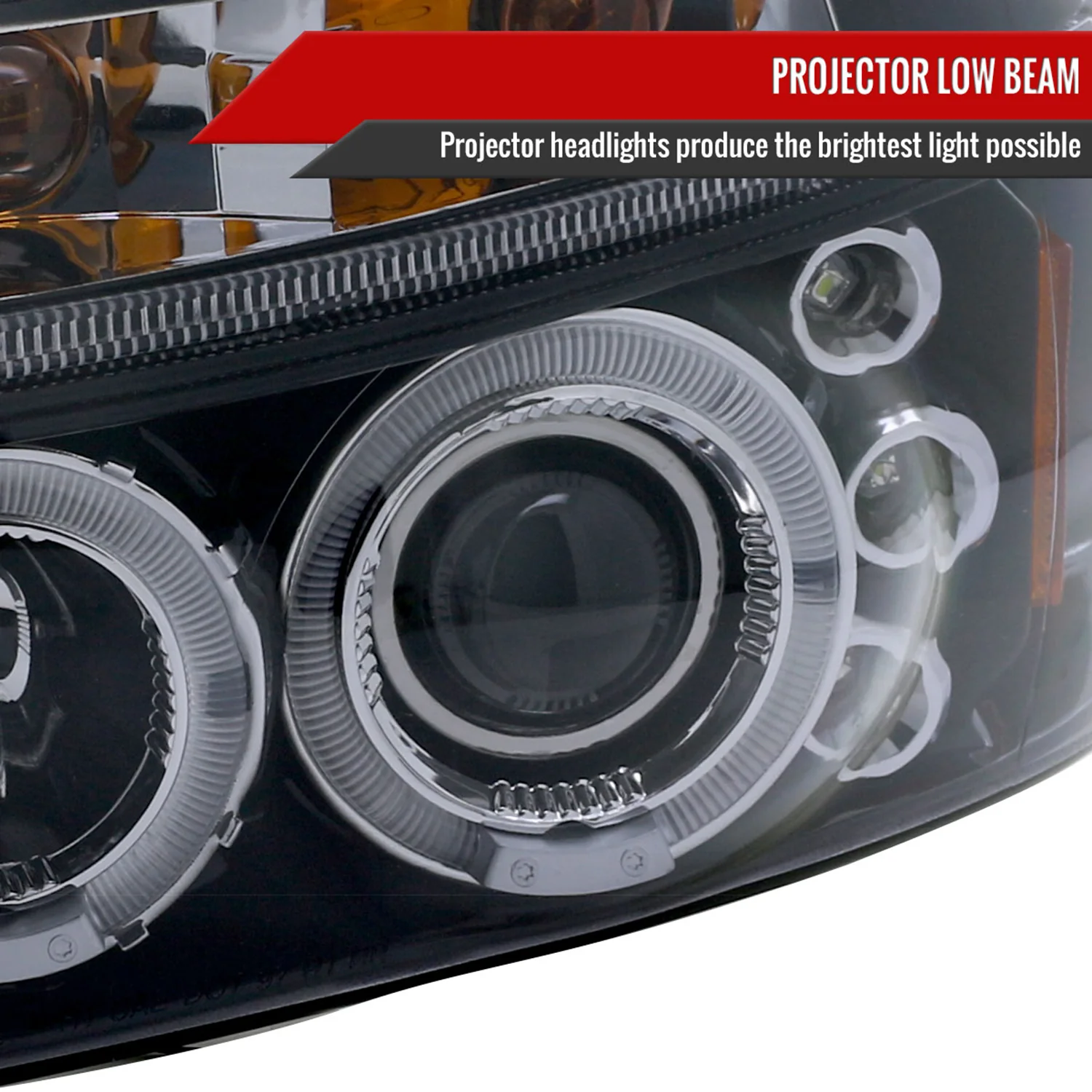 1997-2004 Dodge Dakota/ 1998-2003 Durango Dual Halo Projector Headlights Smoke - Image 3