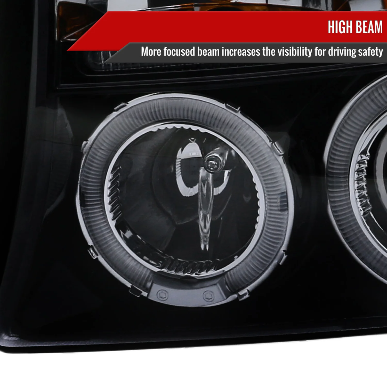 1997-2004 Dodge Dakota/ 1998-2003 Durango Dual Halo Projector Headlights Smoke - Image 4