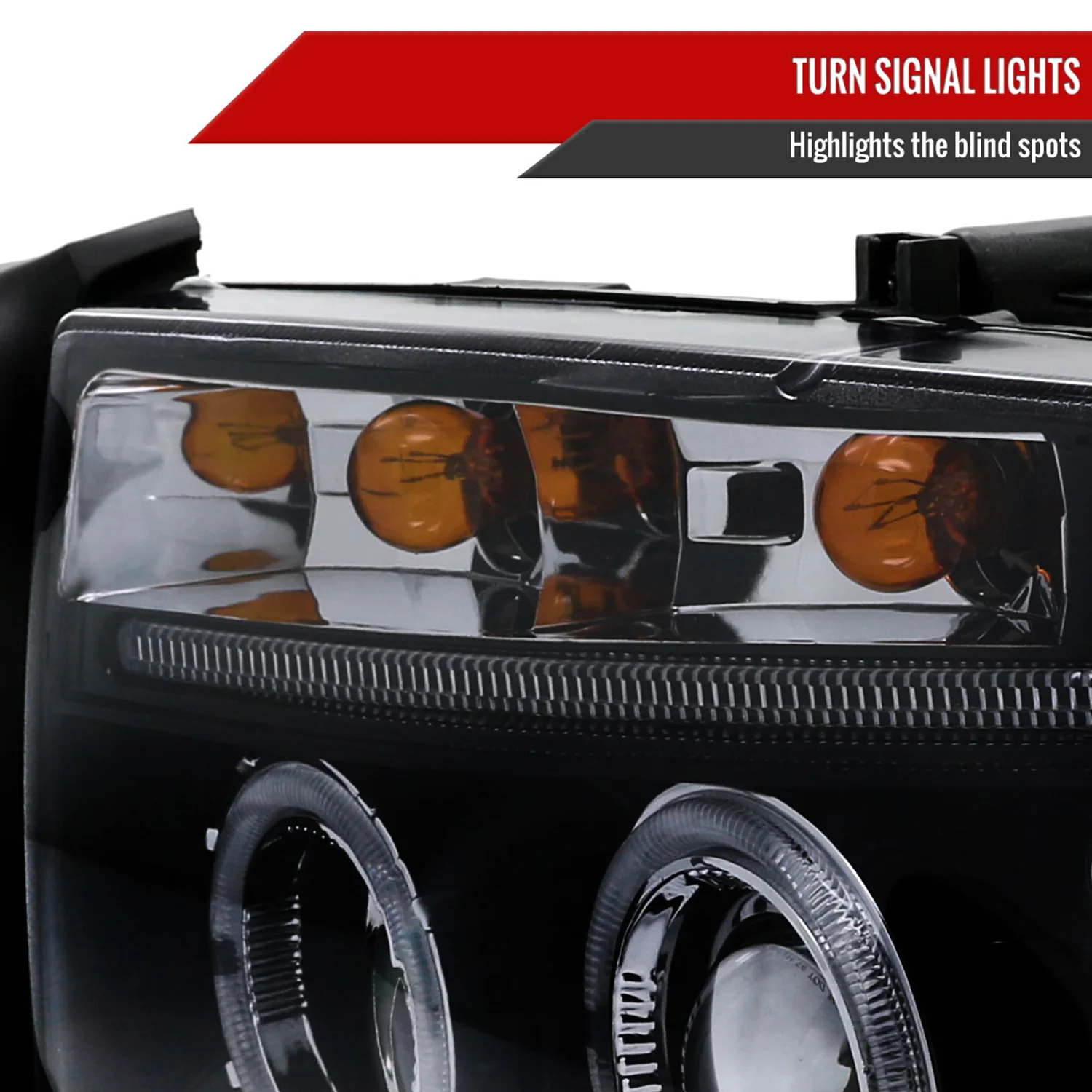 1997-2004 Dodge Dakota/ 1998-2003 Durango Dual Halo Projector Headlights Smoke - Image 5