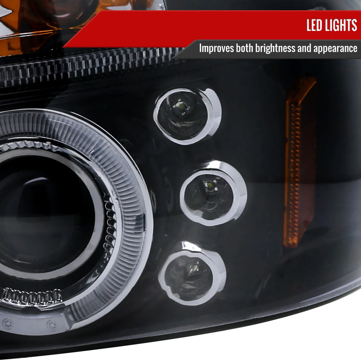 1997-2004 Dodge Dakota/ 1998-2003 Durango Dual Halo Projector Headlights Smoke - Image 6