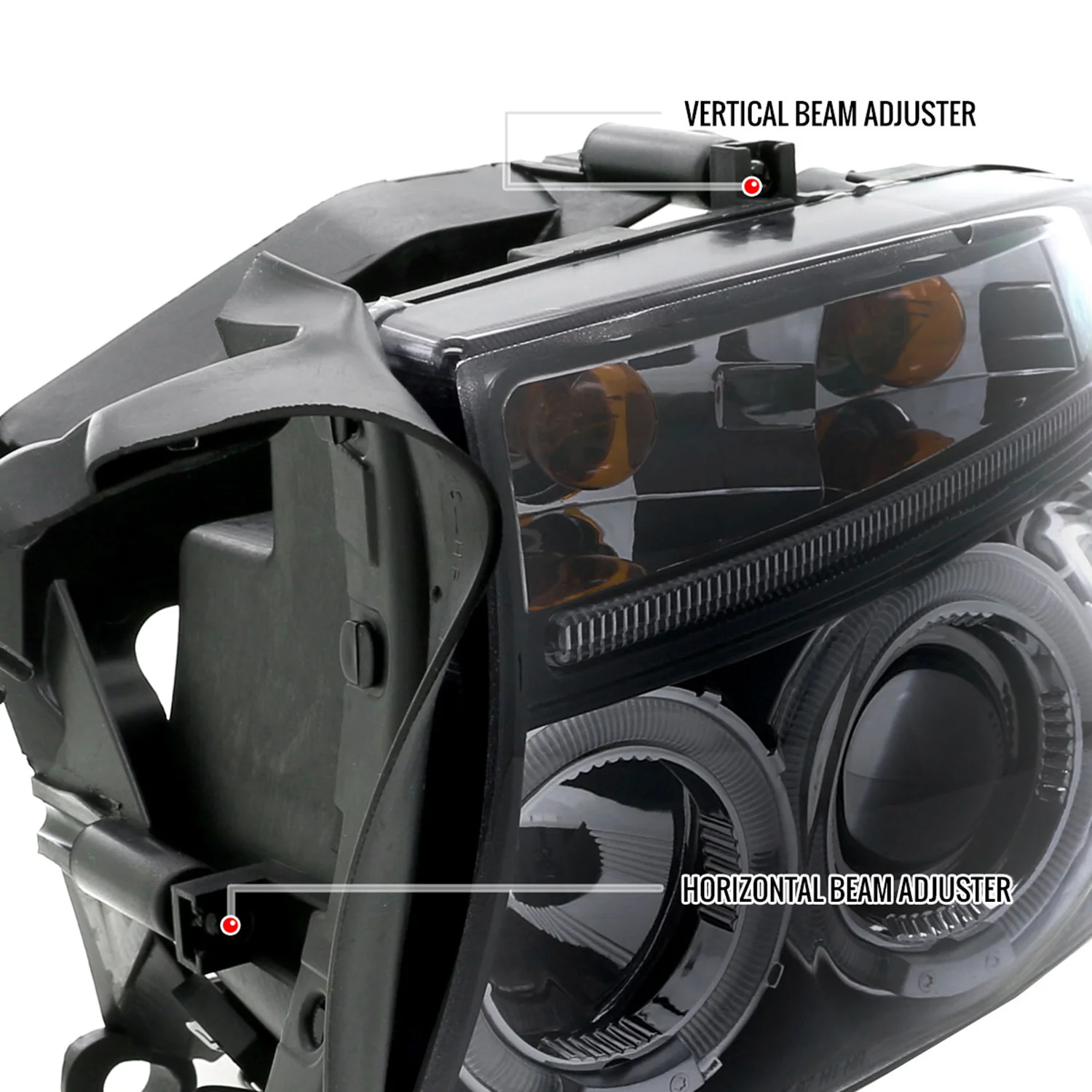 1997-2004 Dodge Dakota/ 1998-2003 Durango Dual Halo Projector Headlights Smoke - Image 7