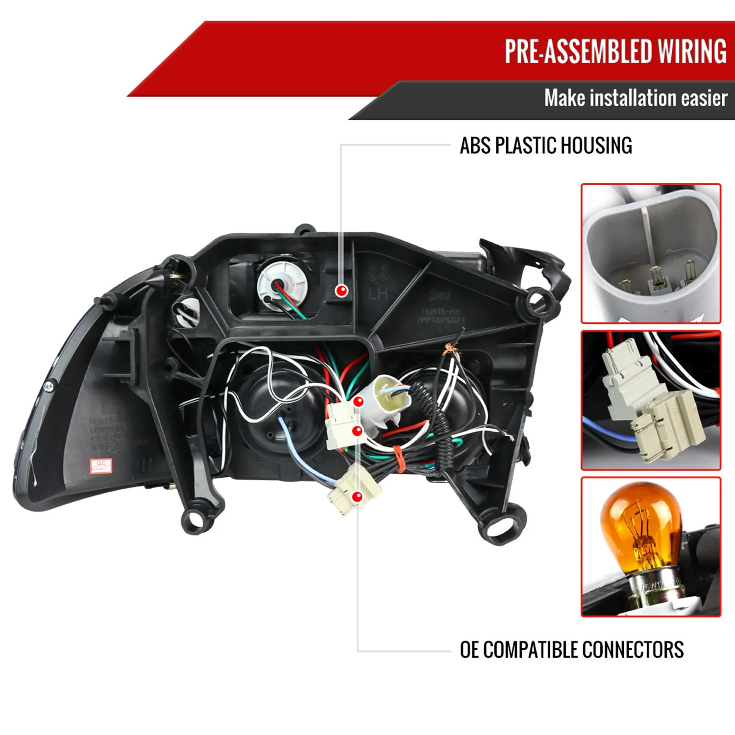 1997-2004 Dodge Dakota/ 1998-2003 Durango Dual Halo Projector Headlights Smoke - Image 8