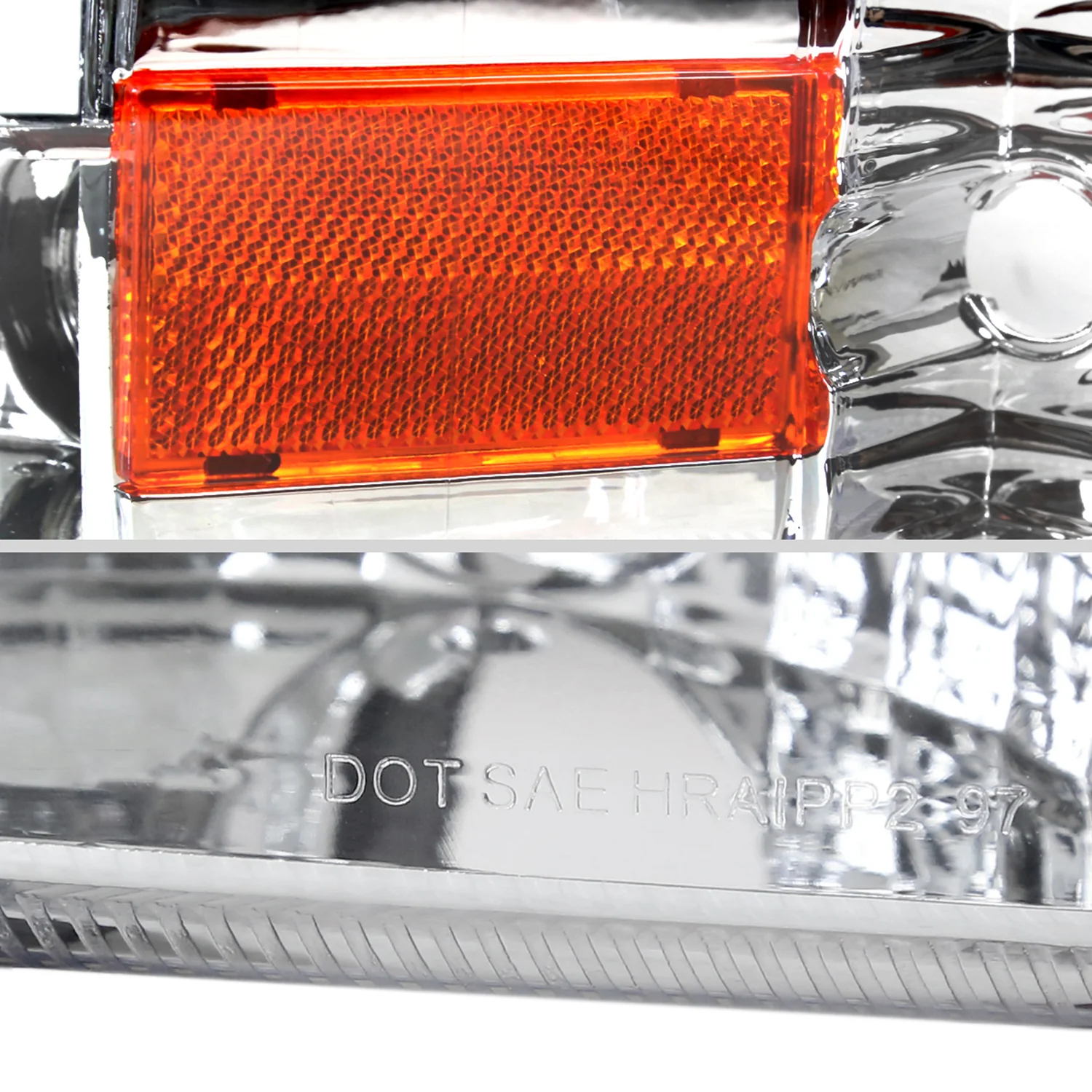 1997-2004 Dodge Dakota/98-2003 Durango Crystal Headlights Amber Reflector Chrome - Image 6