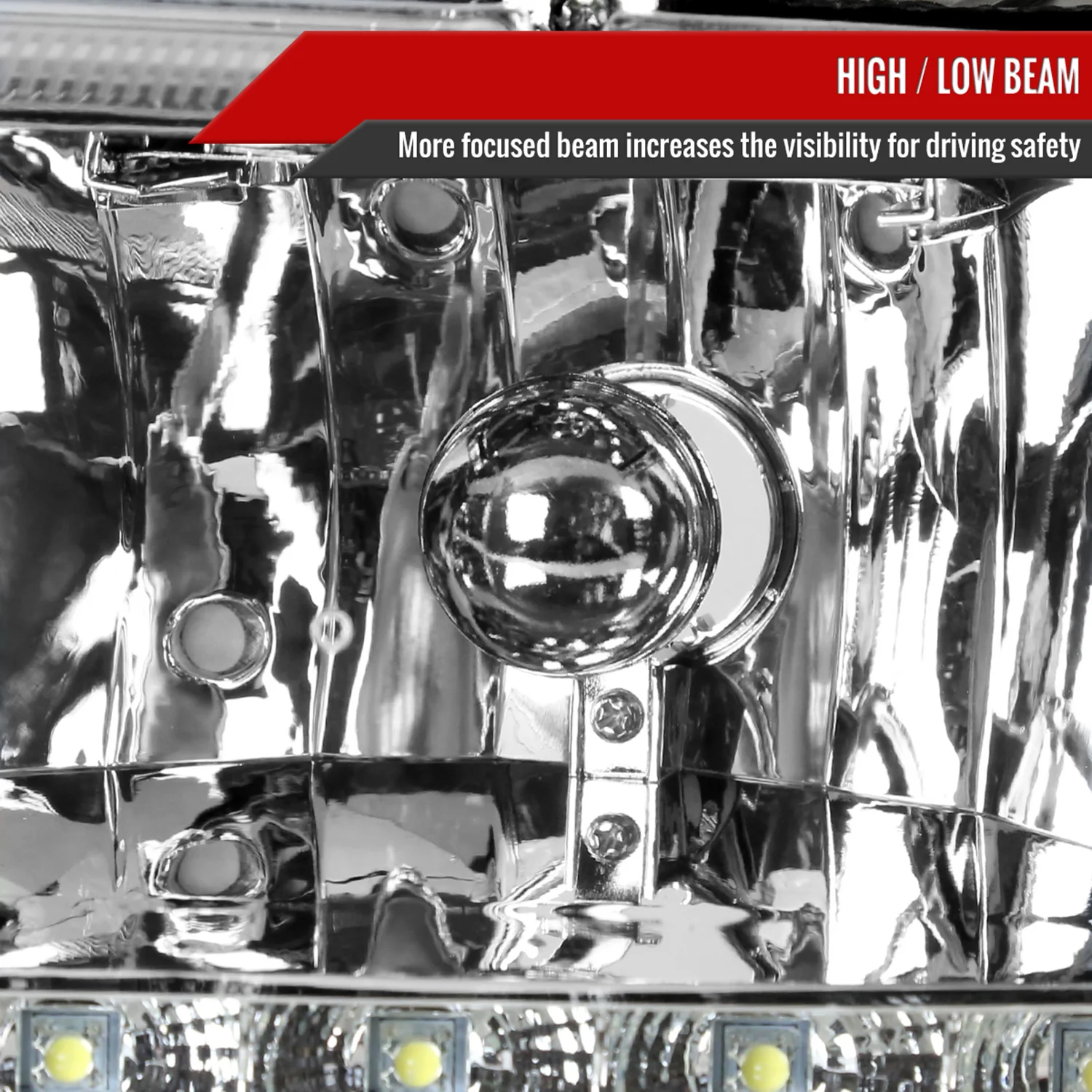 1997-2004 Dodge Dakota/ Durango LED Light Factory Crystal Headlights Chrome - Image 3