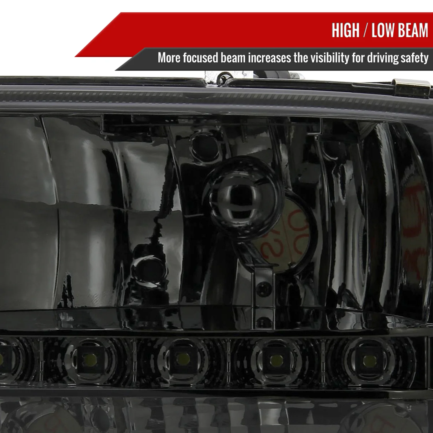 1997-2004 Dodge Dakota/ Durango LED Light Factory Crystal Headlights Smoked - Image 3