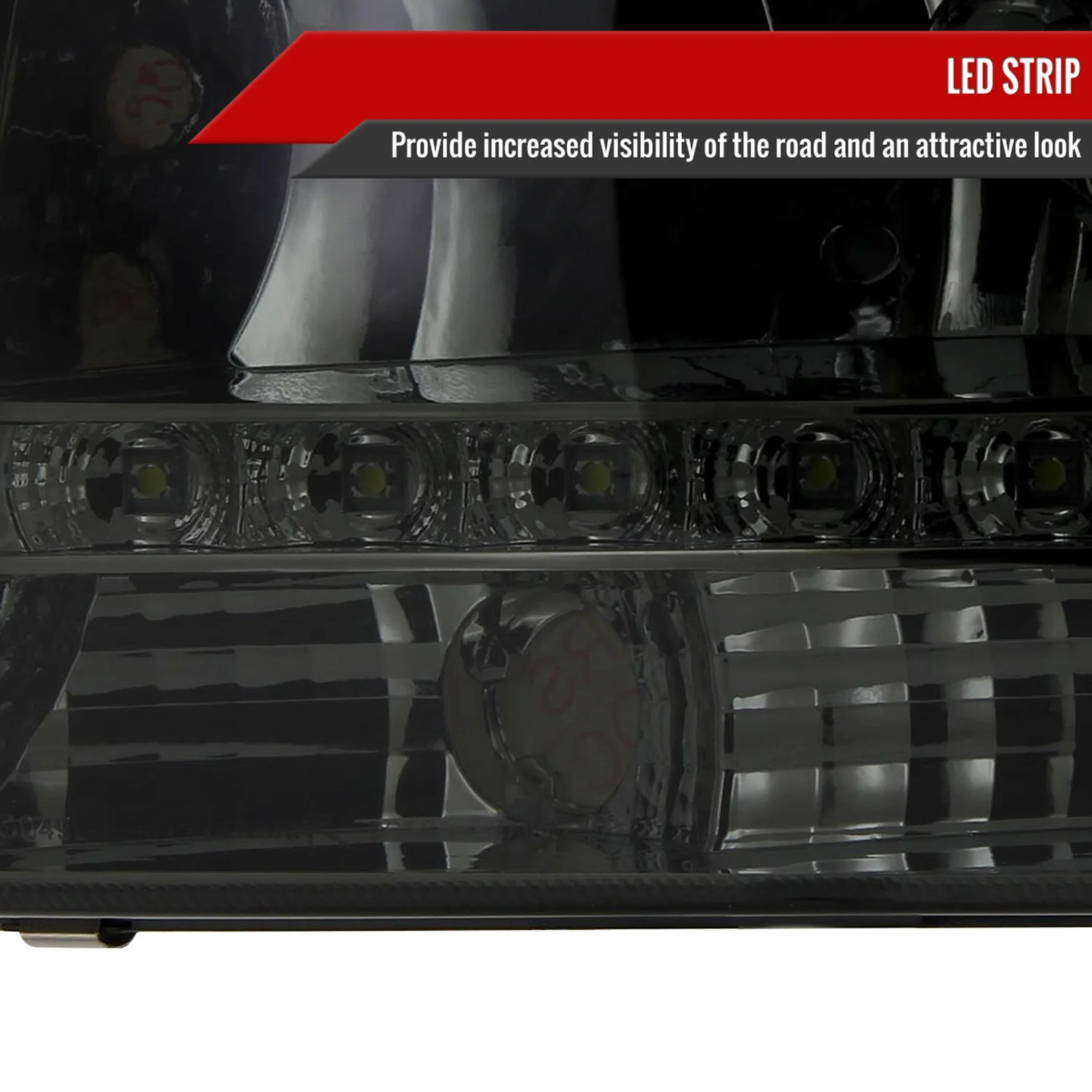 1997-2004 Dodge Dakota/ Durango LED Light Factory Crystal Headlights Smoked - Image 4