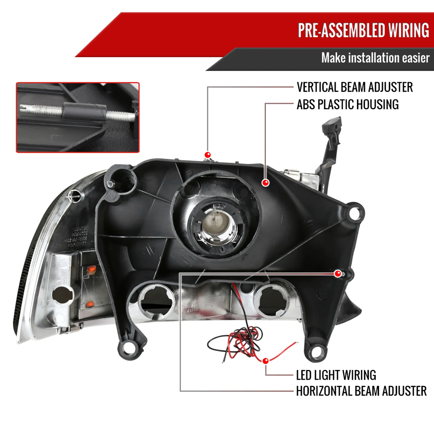 1997-2004 Dodge Dakota/ Durango LED Light Factory Crystal Headlights Smoked - Image 7