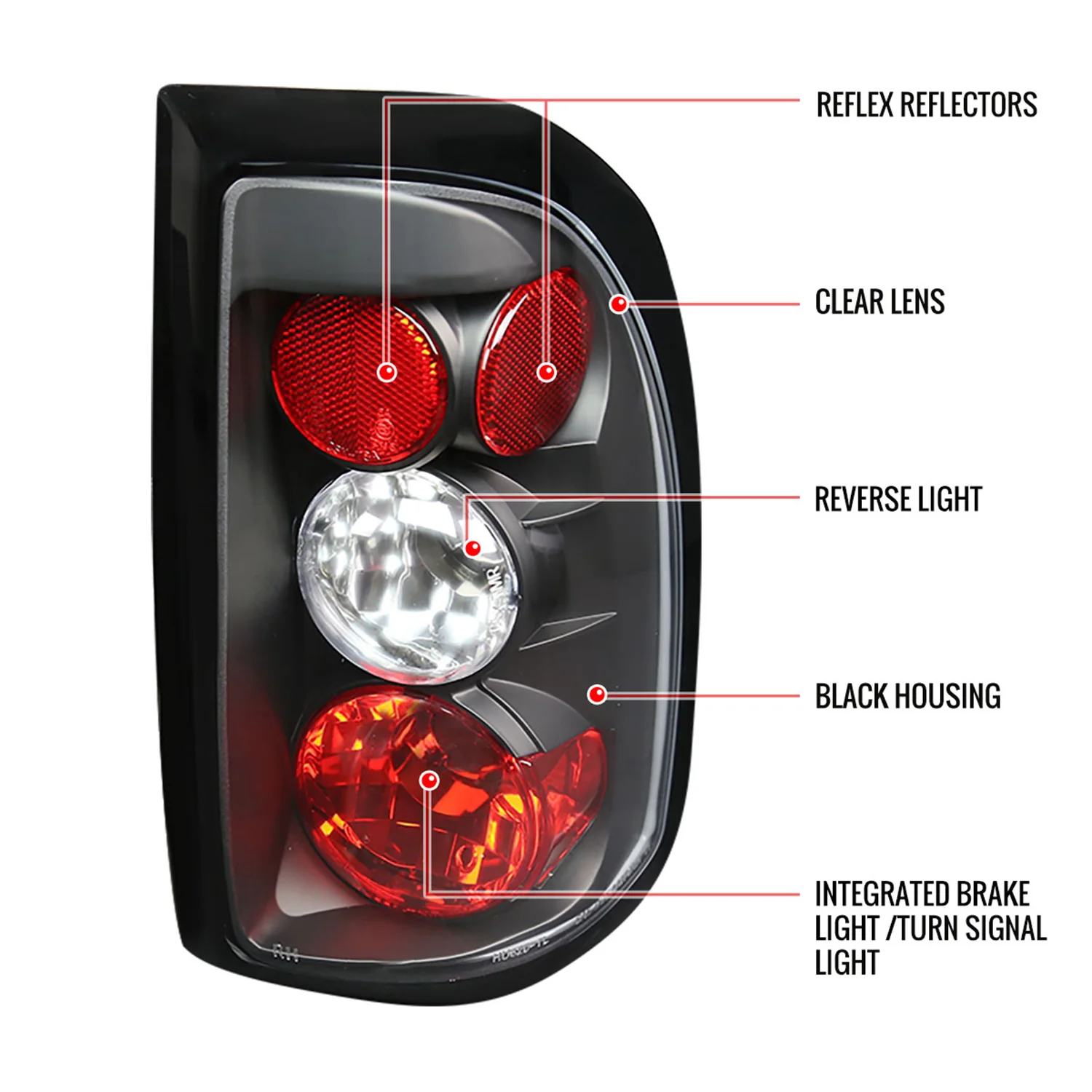 1997-2004 Dodge Dakota Tail Lights Matte Black Housing/Clear Lens - Image 9
