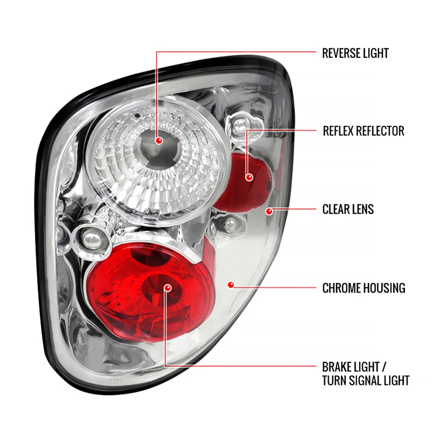 1997-2004 Ford F-150 Flareside Tail Lights Chrome Housing/Clear Lens - Image 8