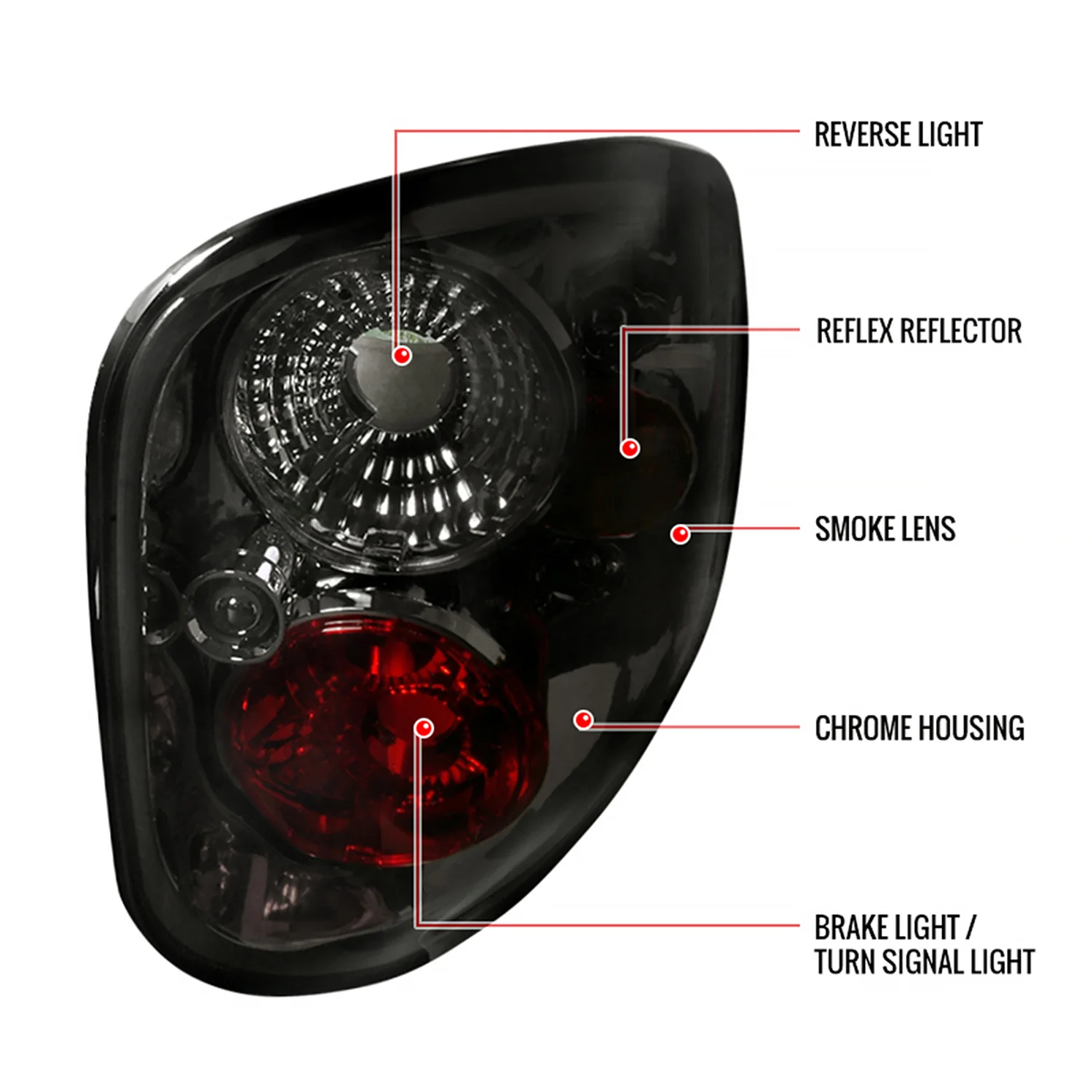 1997-2004 Ford F-150 Flareside Tail Lights Chrome Housing/Smoke Lens - Image 8