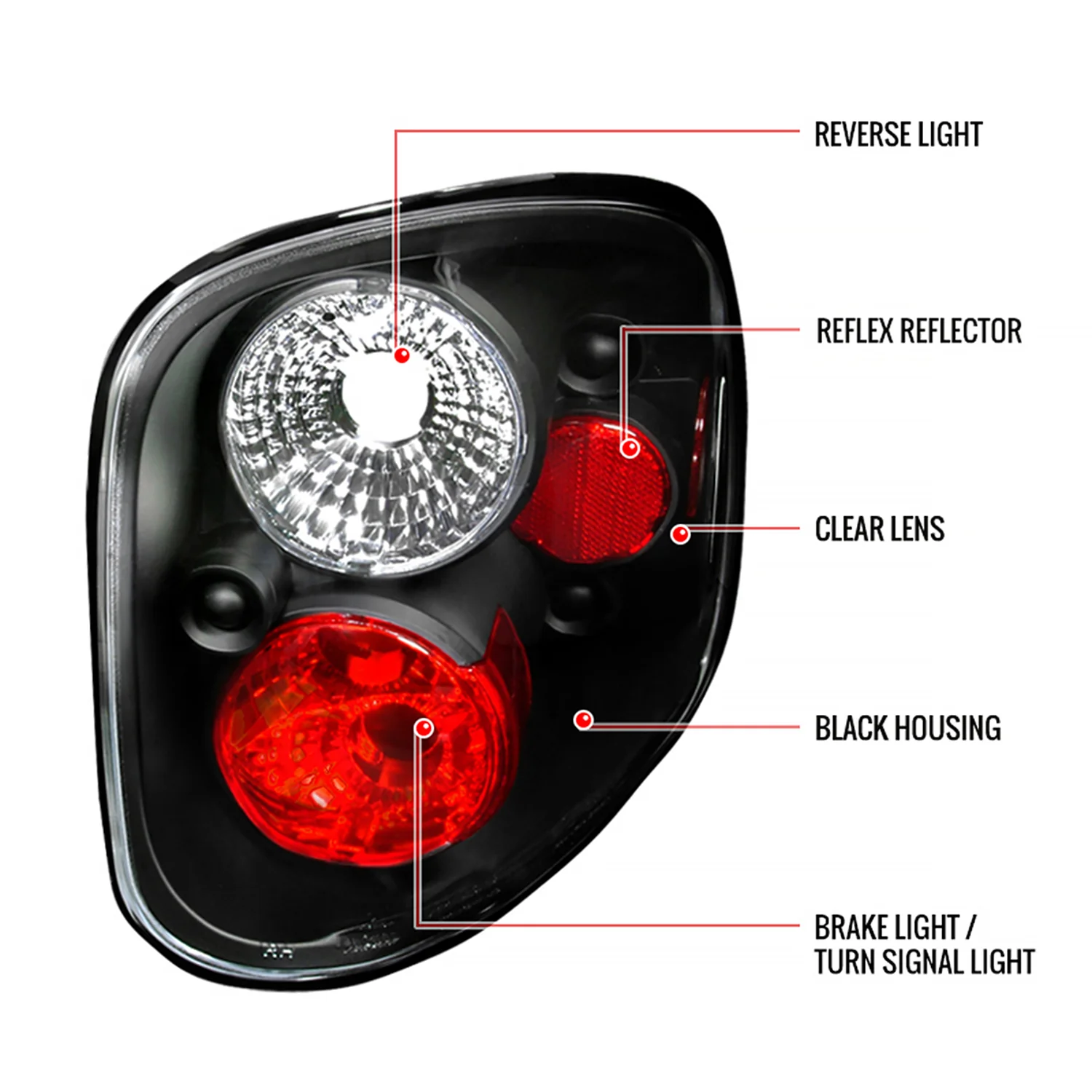 1997-2004 Ford F-150 Flareside Tail Lights Matte Black Housing/Clear Lens - Image 8