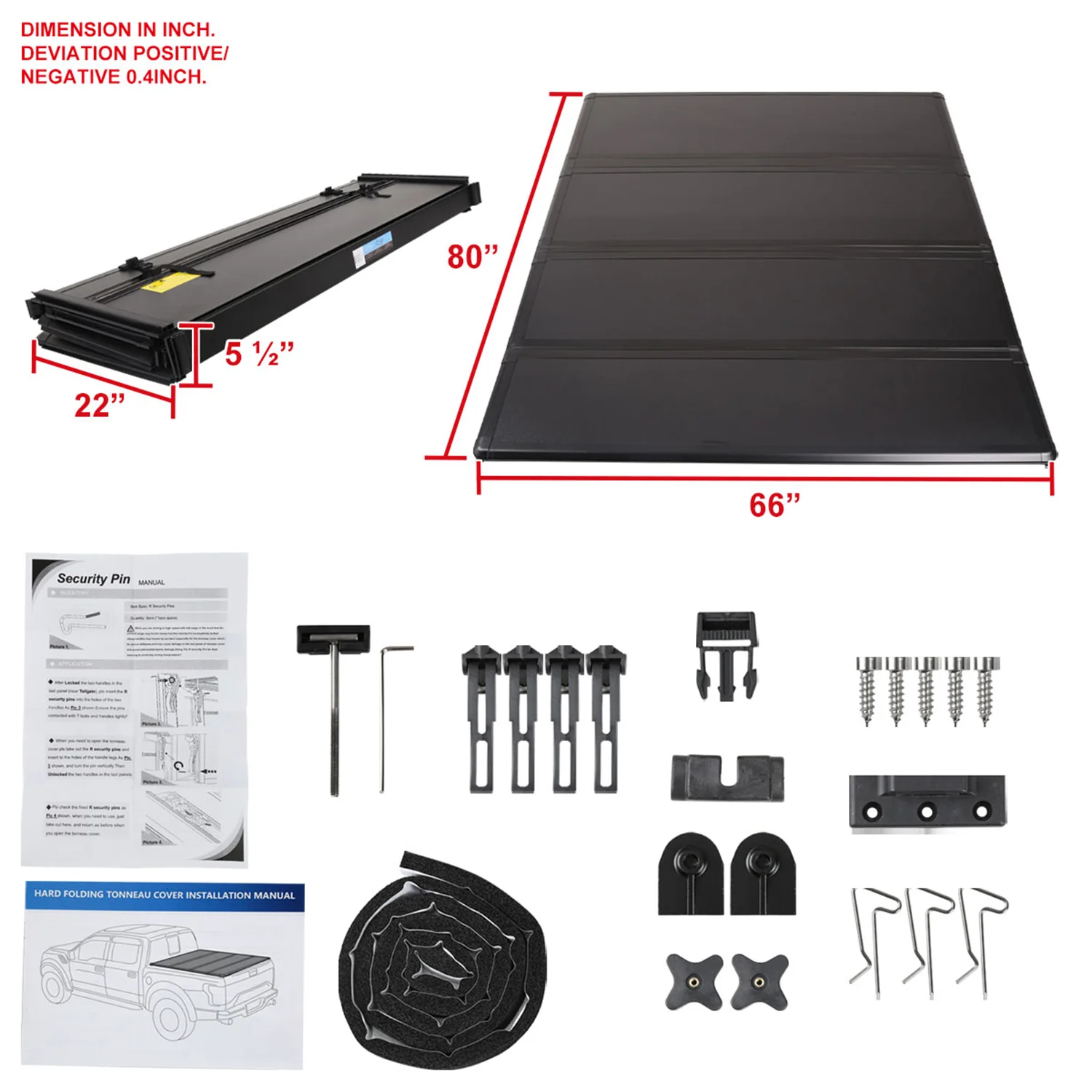 1997-2004 Ford F-150 Styleside 6.5' Standard Bed Hard Quad-Fold Tonneau Cover - Image 9