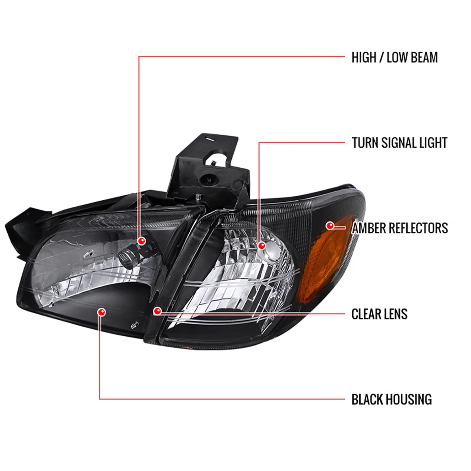 1997-2005 Chevy Venture Pontiac Montana/Trans Sport Crystal Headlights Black - Image 5