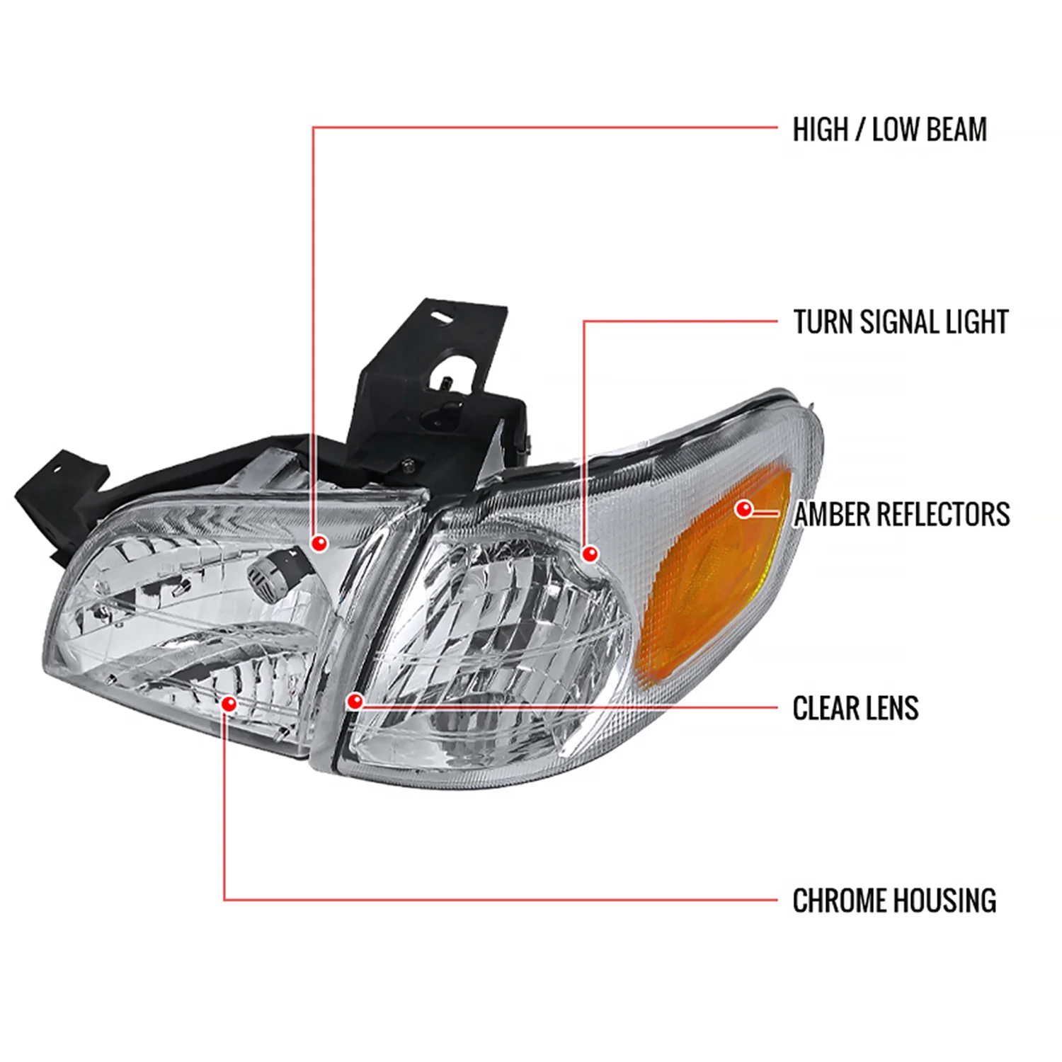 1997-2005 Chevy Venture Pontiac Montana/Trans Sport Crystal Headlights Chrome - Image 5