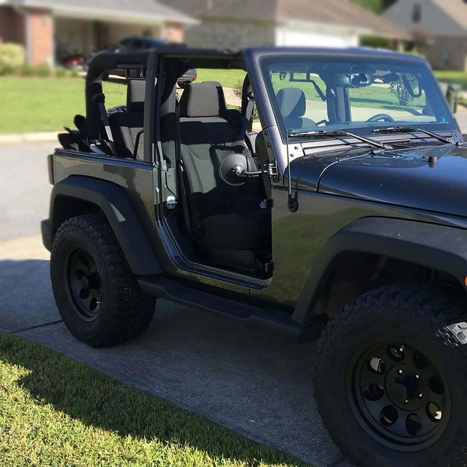 1997-2018 Jeep Wrangler TJ JK Quick Release Black Steel Round Side Mirrors - Image 10