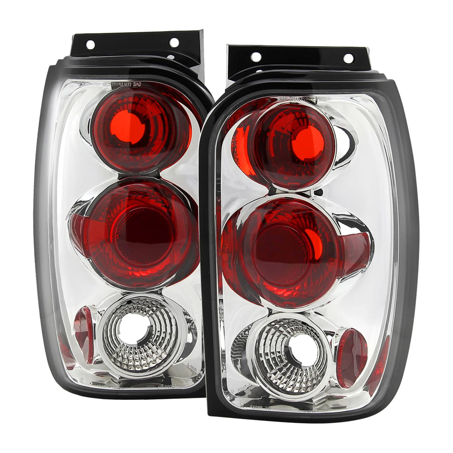 1998-2001 Ford Explorer Mercury Mountaineer Tail Lights Chrome/Clear Lens