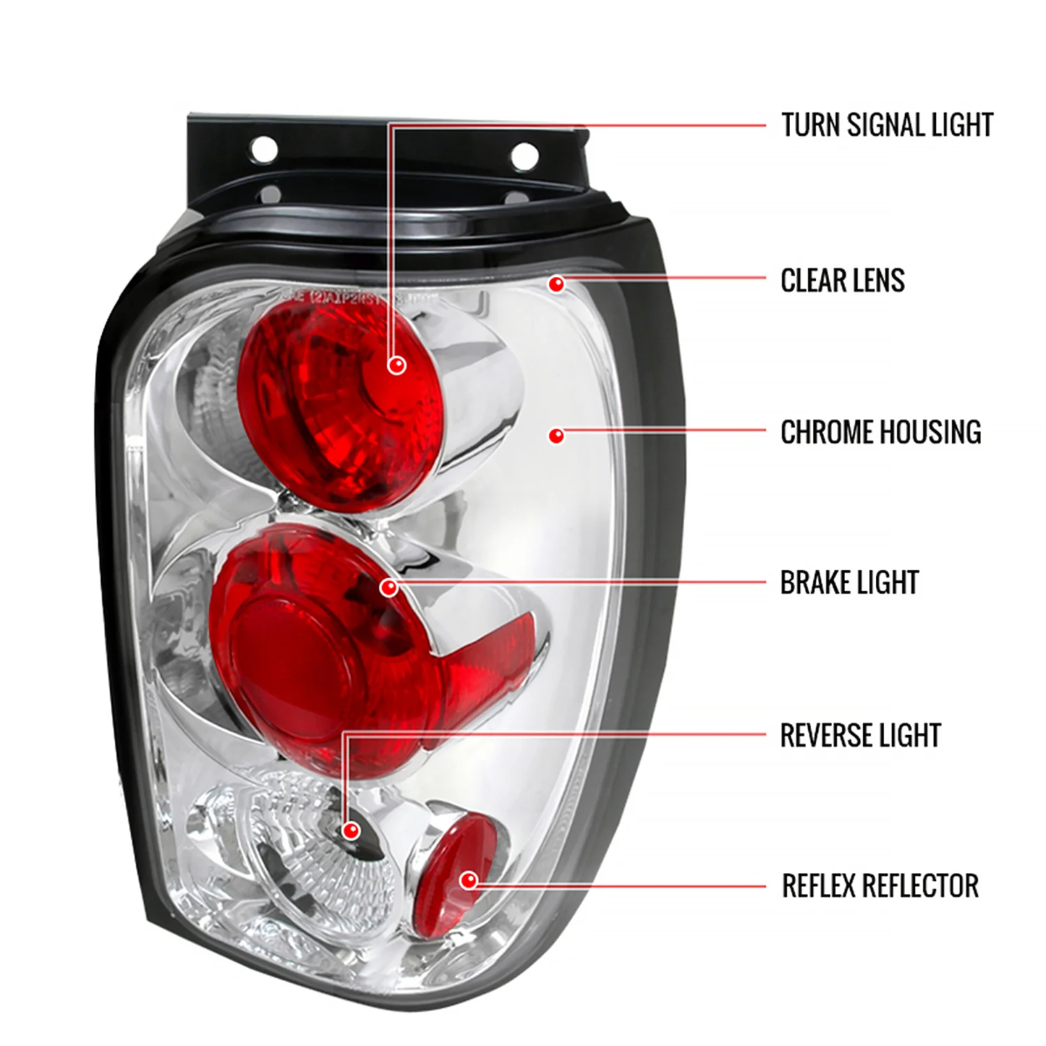 1998-2001 Ford Explorer Mercury Mountaineer Tail Lights Chrome/Clear Lens - Image 8