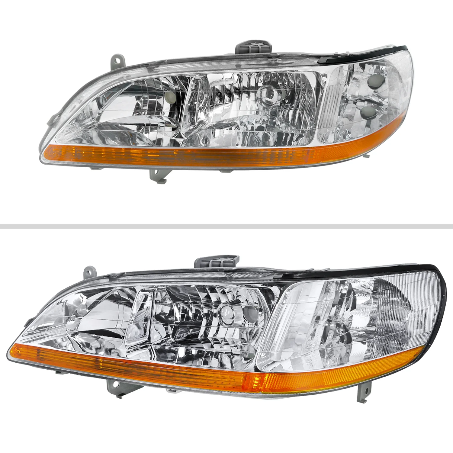 1998-2002 Honda Accord Factory Crystal Headlights Amber Reflector Chrome/Clear - Image 2