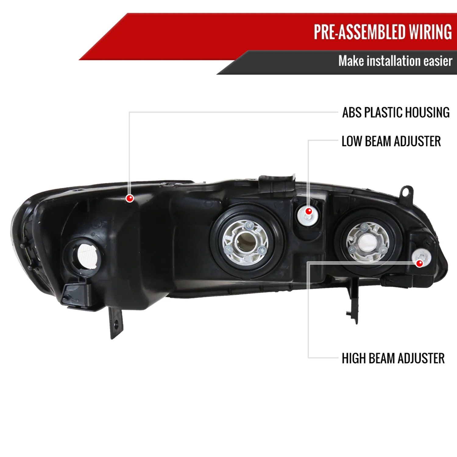 1998-2002 Honda Accord Factory Crystal Headlights Amber Reflector Chrome/Clear - Image 7