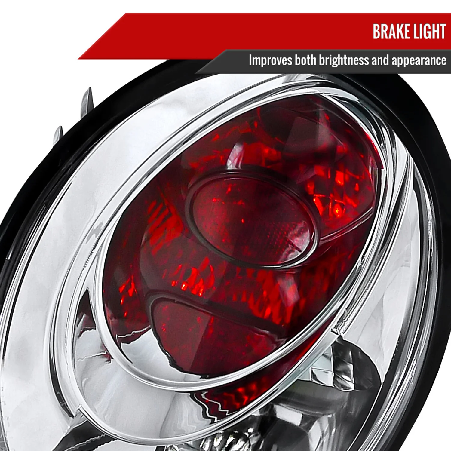1998-2005 VW Beetle Tail Lights Chrome Housing/Clear Lens - Image 3