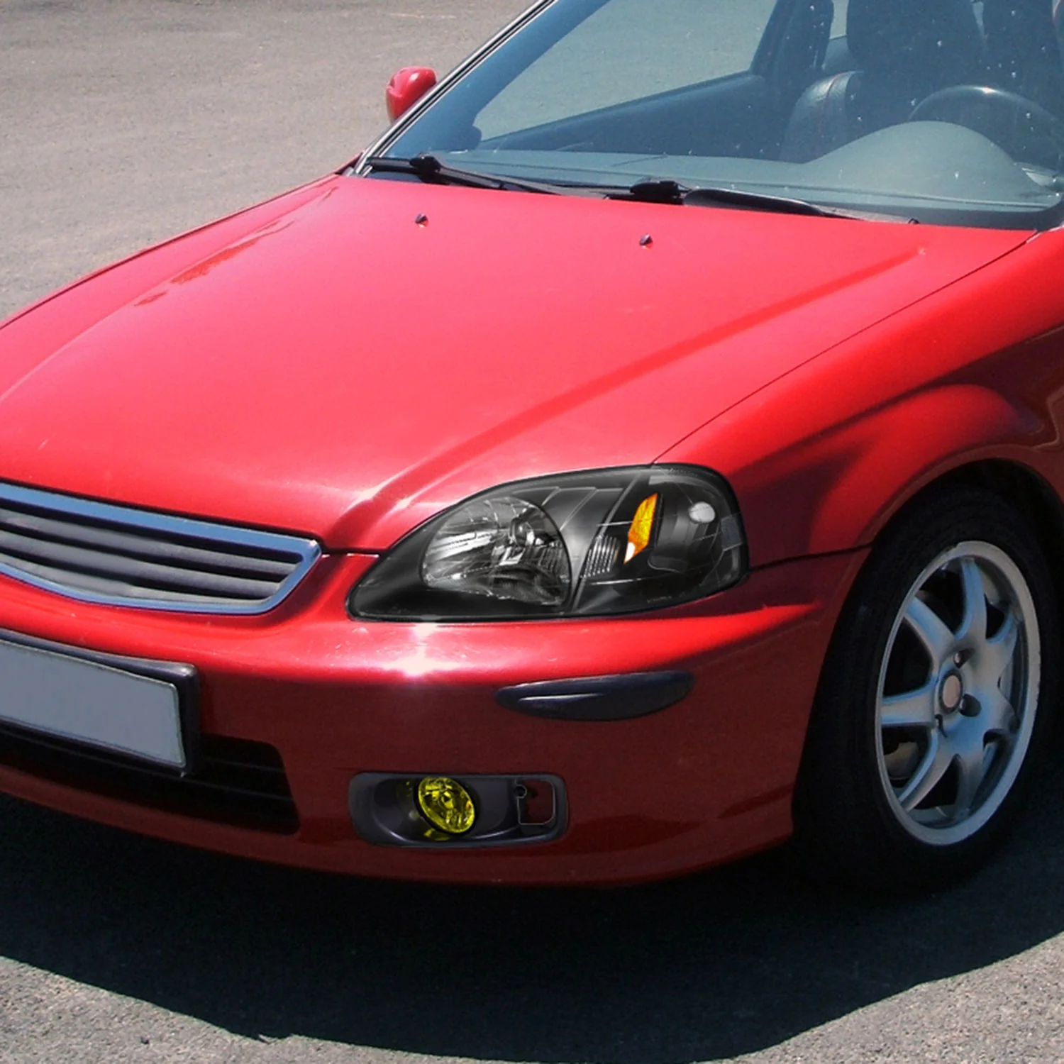 1999-2000 Honda Civic H3 Fog Lights Kit Chrome Housing/Yellow Lens - Image 10