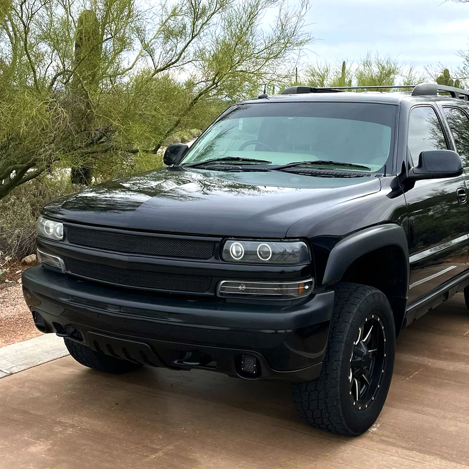 1999-2002 Chevy Silverado/ 00-2006 Tahoe Suburban Bumper Lights Matt Black - Image 8