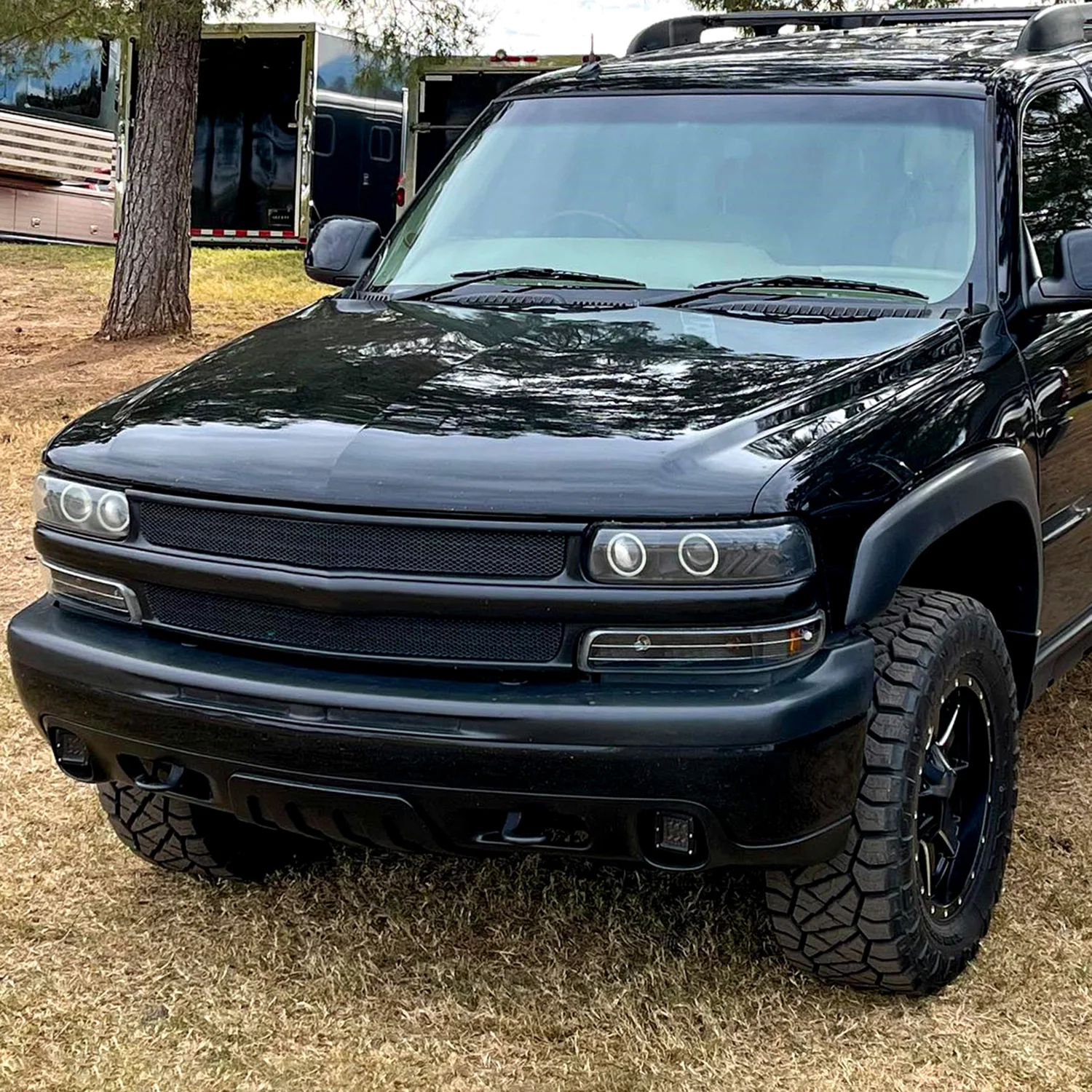 1999-2002 Chevy Silverado/ 00-2006 Tahoe Suburban Bumper Lights Matt Black - Image 9