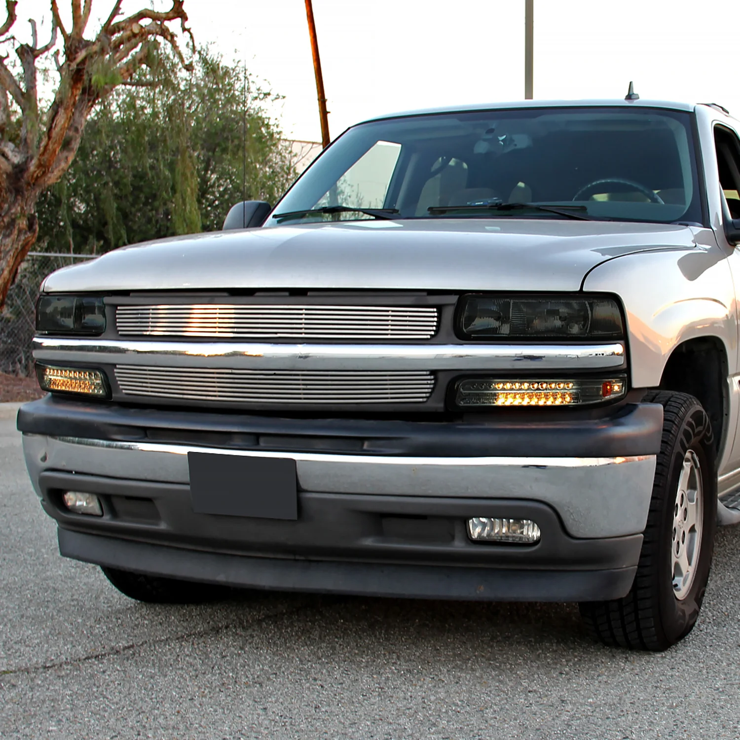 1999-2002 Chevy Silverado/ 00-2006 Tahoe Suburban LED Bumper Lights Chrome Smoke - Image 9